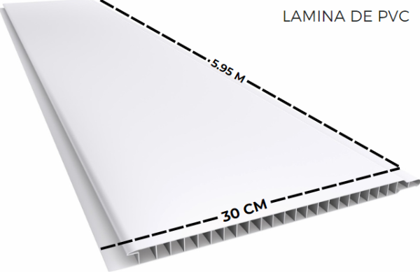 LÁMINA DE PVC PARA TECHO, COLOR BLANCO MATE/BRILLANTE, MEDIDAS: 5.95*30